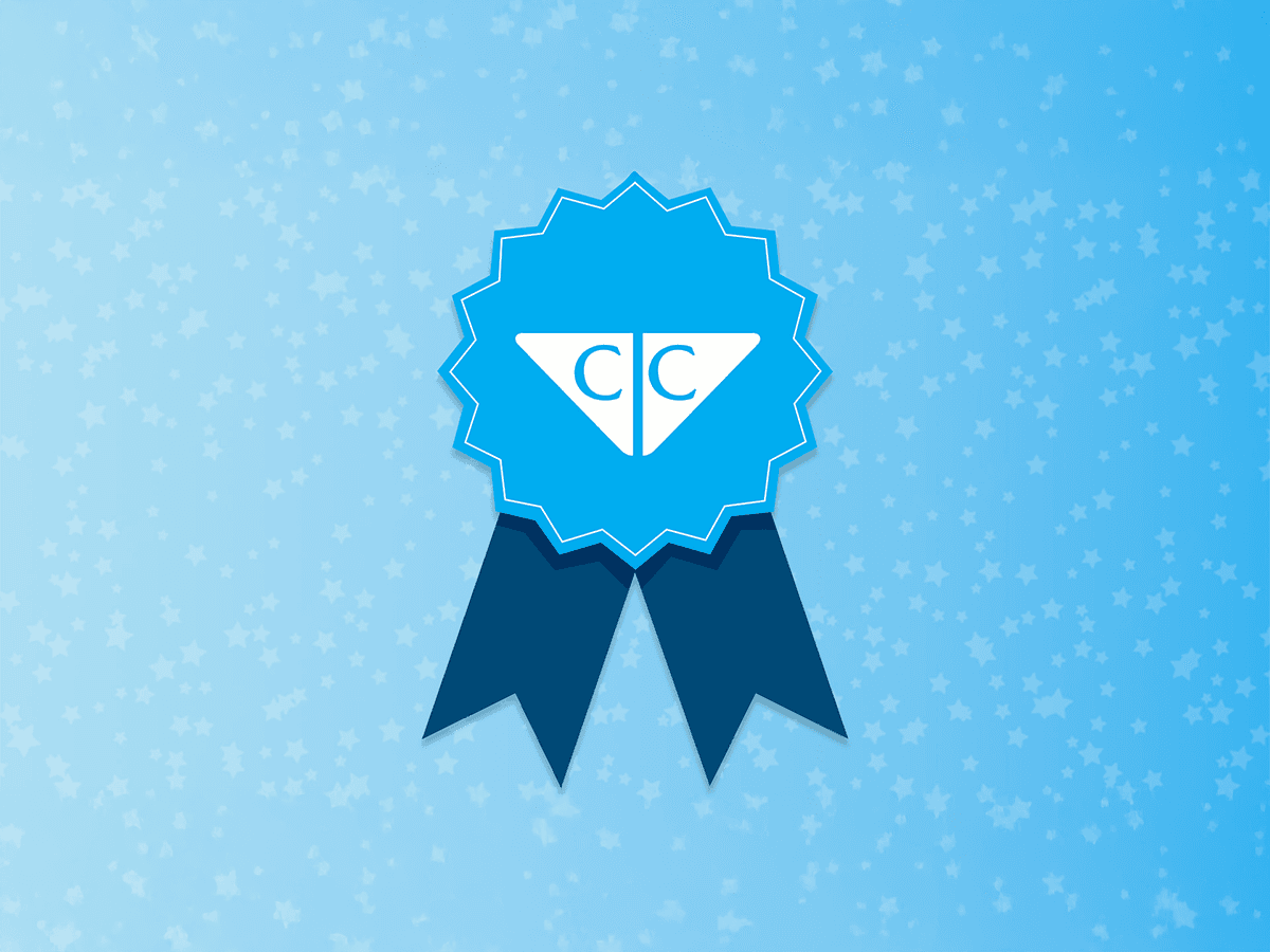 A blue award ribbon badge featuring the Croghan Colonial Bank logo on a star-patterned background.