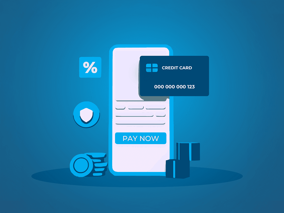 Mobile banking app displaying a credit card payment screen with secure online banking features